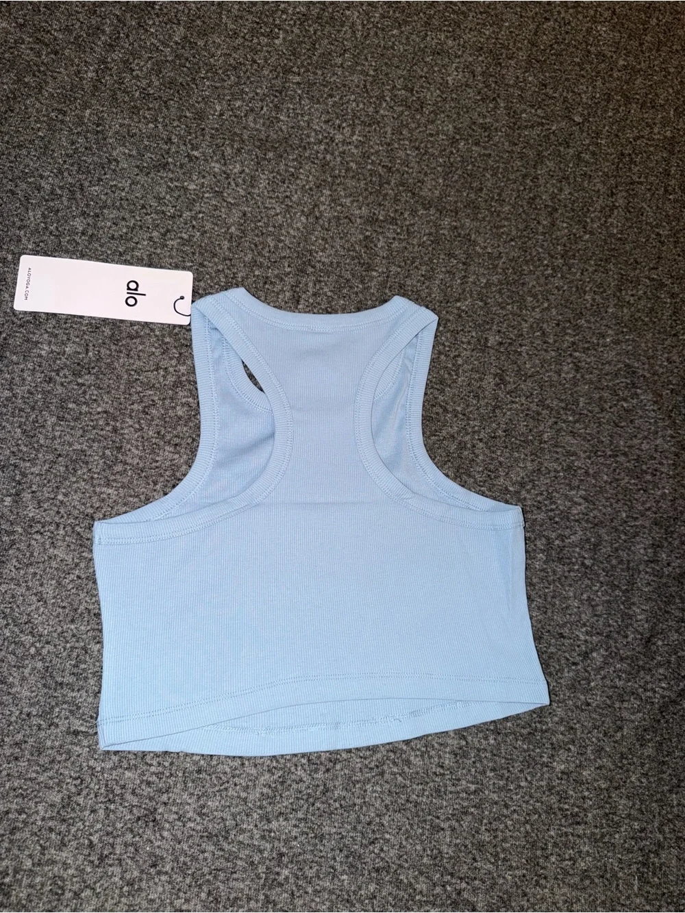 ALO Yoga Women's Sky Blue Ribbed Crop Tank Top